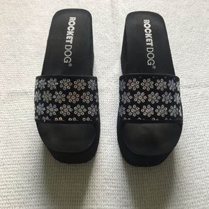Rocket Dog Y2K embellished platform slides